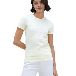 Everlane Yellow Striped Organic Cotton Crewneck Short Sleeve Tee Small NWT